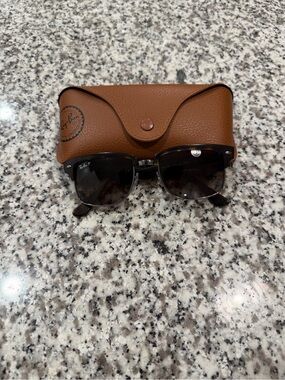 Ray-Ban Black & Brown Clubmaster Sunglasses with Brown Case